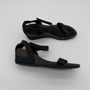Teva Kayenta Leather Wedge Sandals Women Size 8 Black Ankle Strap 1000070